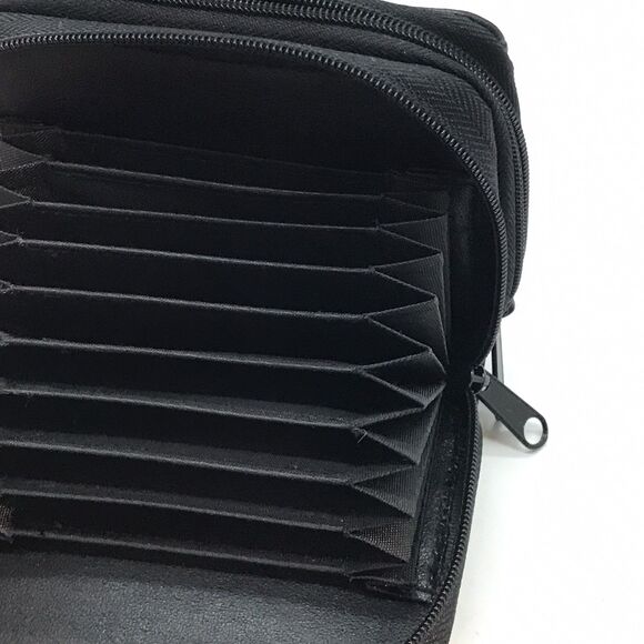 Buxton Black Leather Accordion Wizard 12 Credit Card ID Holder Coin Cash Wallet - Picture 9 of 9